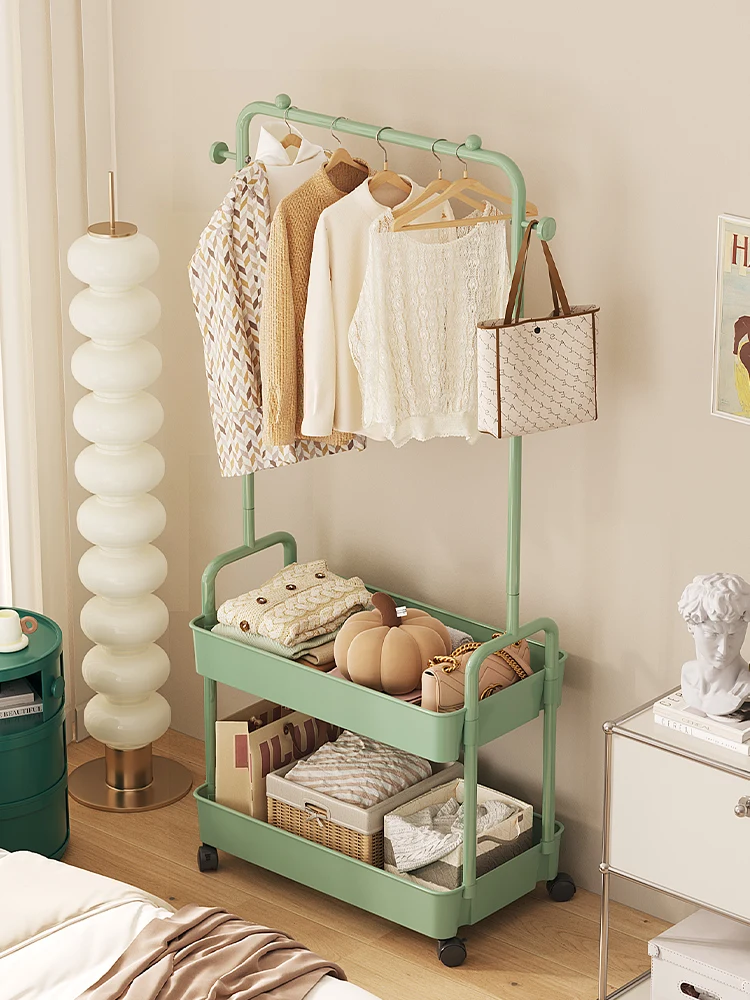 Simple Portable Clothes Hanger Modern Bedroom Living Room Stand up Coat Ra Multi Function Zinc Plated Steel Indoor Clothes ...