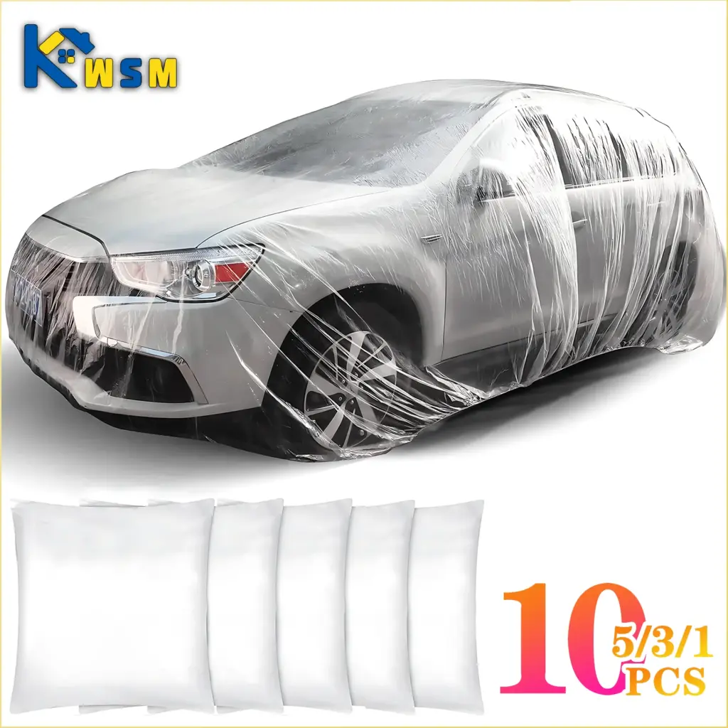 1-10PCS Disposable Car Cover Transparent Car Cover Car Coat and Car Cover PE Film Rain Cover Disposable Car Cover Car Dust Cover