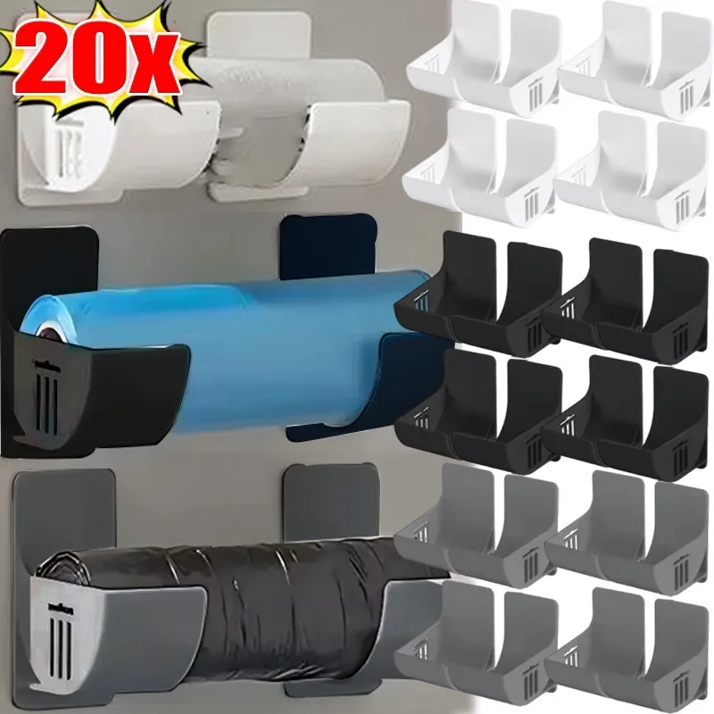 Trash Bags Shelf Holder Wall Mounted Film Container Dispenser Self-Adhesive Garbage Roll Racks Garbage Bag Storage Box Organizer