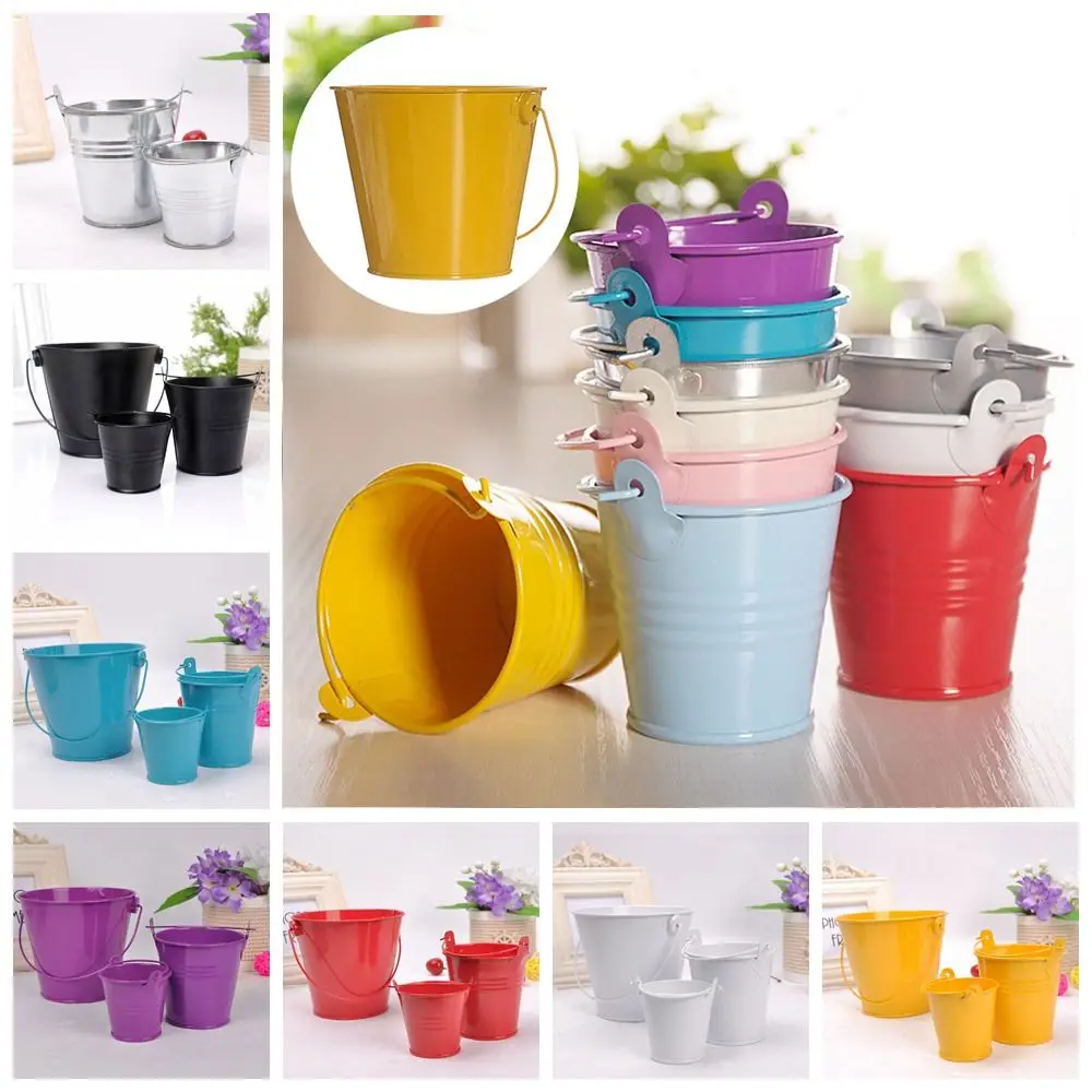 Hook Flower Pot Wrought Iron Flower Barrel Balcony Pots Planters Wall Hanging Bucket Pot Decorative Flower Pot Garden Supplies