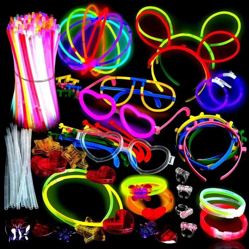 50/100PCS Glow Stick Set with 17 Accessories DIY Perfect for Vibrant Party Supplies for Concert Halloween Festivals Events‌ Part