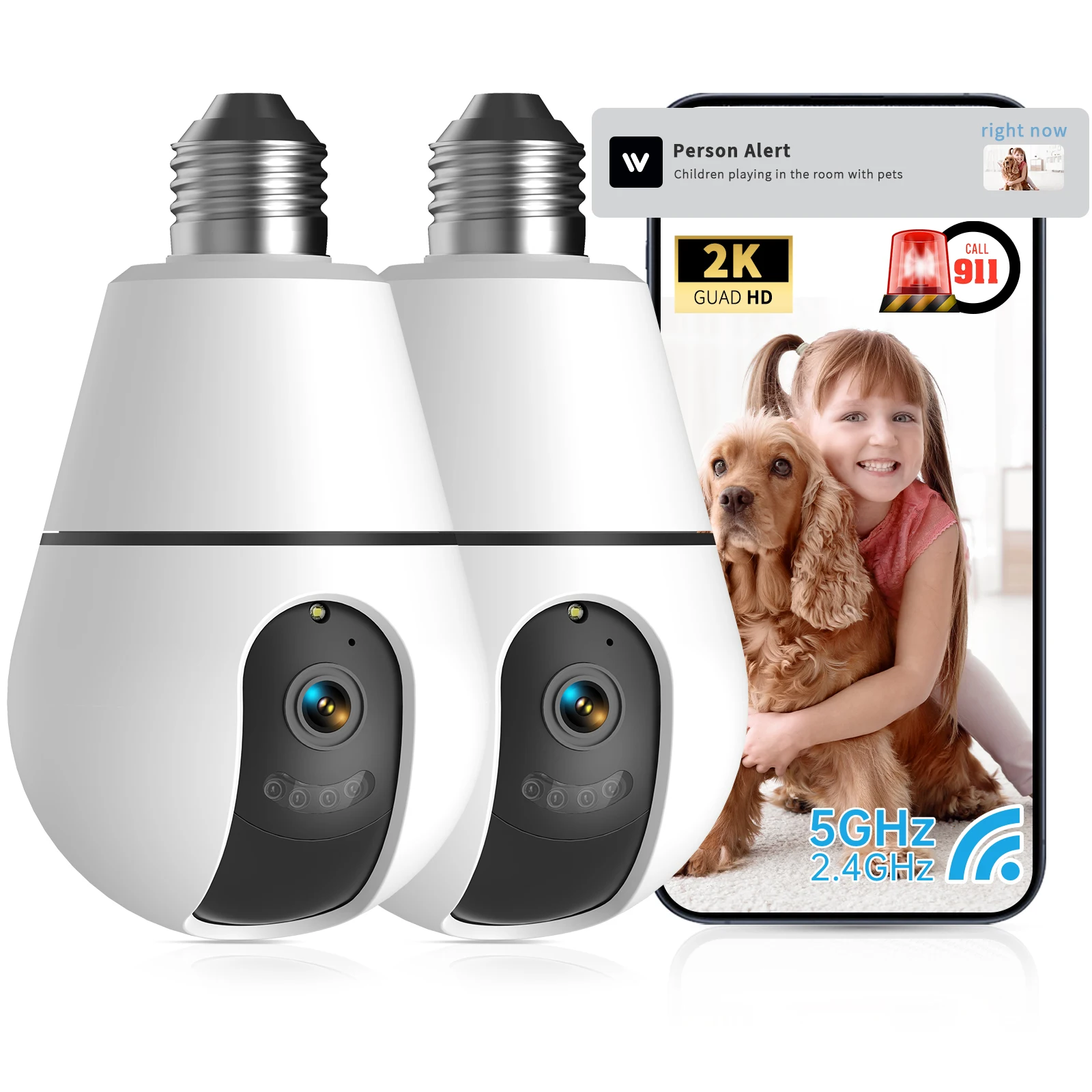 Noahtec Bulb E27 WiFi Surveillance Camera Full Color Night Auto Tracking Wireless Indoor Security Baby Monitor PTZ IP Camera