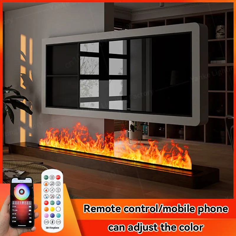 3D Water Electric Fireplace Humidifier Flame Aroma Humidifier For Home Living Room Bar Restaurant LED Remote Control Fireplace