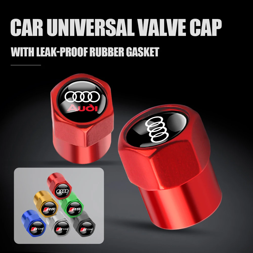 Aluminum Tire Valve Caps Car Truck Motocycle Bike Tyre Wheel Stem Air Valve Dust Cover for Audi OOOO S RS A3 8P S3 A4 B8 B7 A6