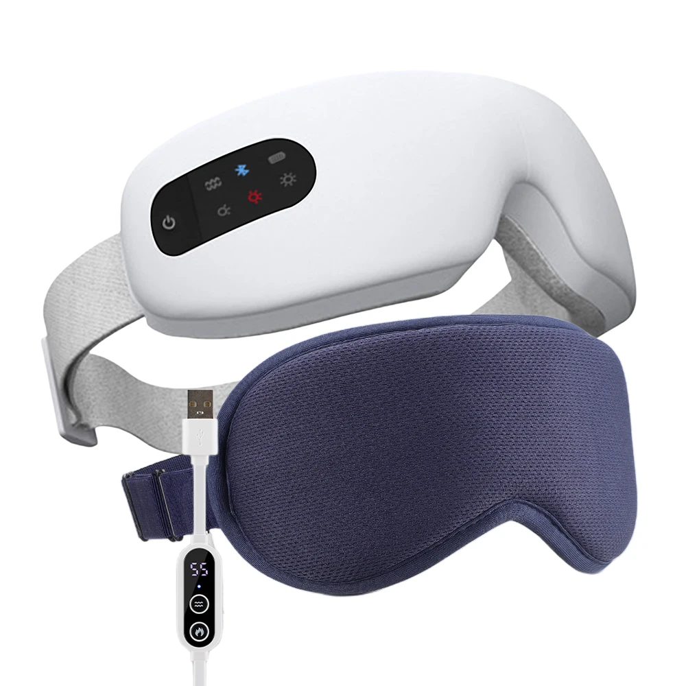 Electric Eye Massager Hot Compress Stress Relief Heating Vibration Massage Connect Music Relax Foldable Eye Care Smart Glasses