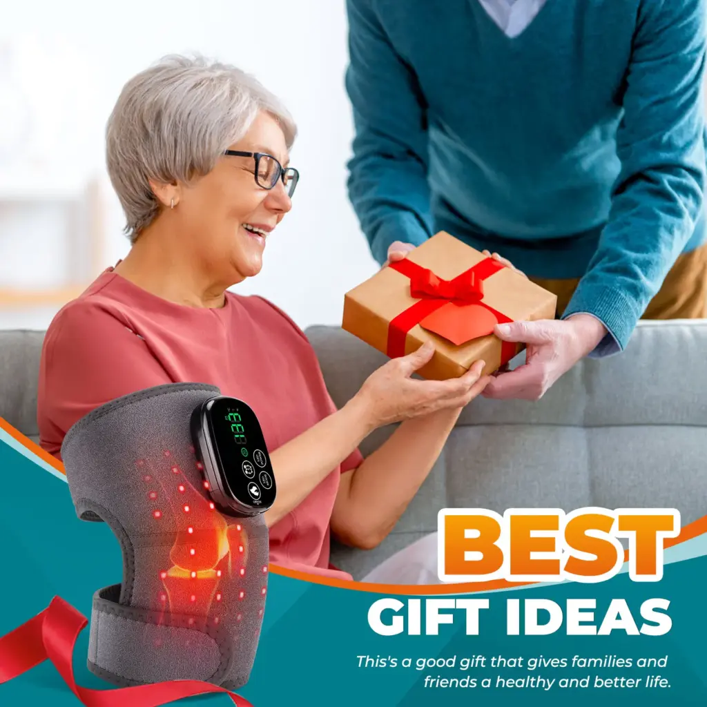 LED Red Light Heating Knee Massager Vibration Joint Massage Pain Relief Muscle Recovery Electric Shoulder Massager Extend Strap