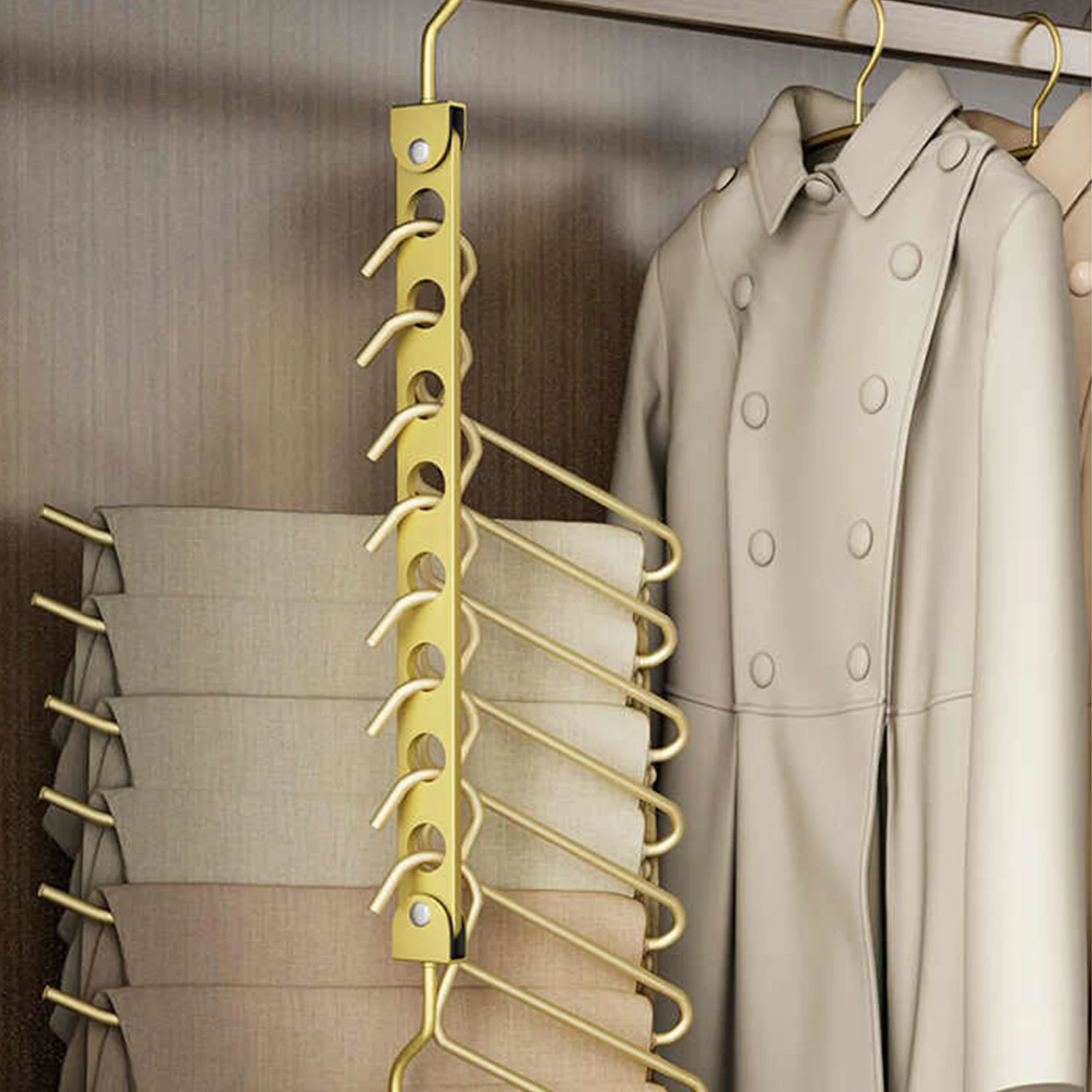 6/8 Hole Clothes Hanger Space Saving Foldable Pants Hanger Foldable Pants Hanger Magic Seamless Multilayer Closet Organizer