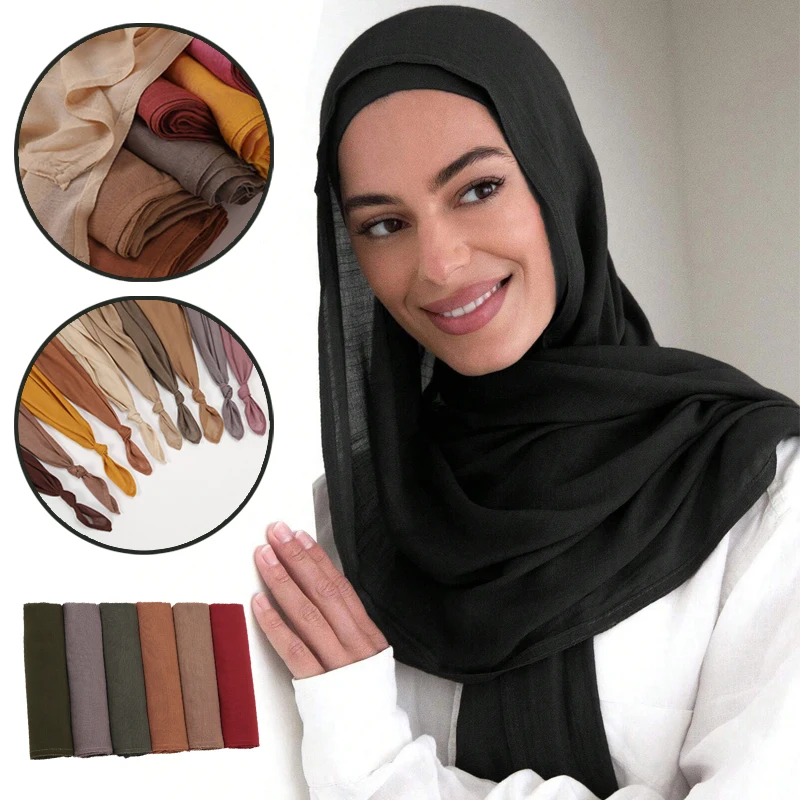 Muslim Modal Hijab Cotton Rayon Scarf for Women Double Stitching Wide Edge Rayon Shawl Islamic Thin Soft Viscose Turban Headband
