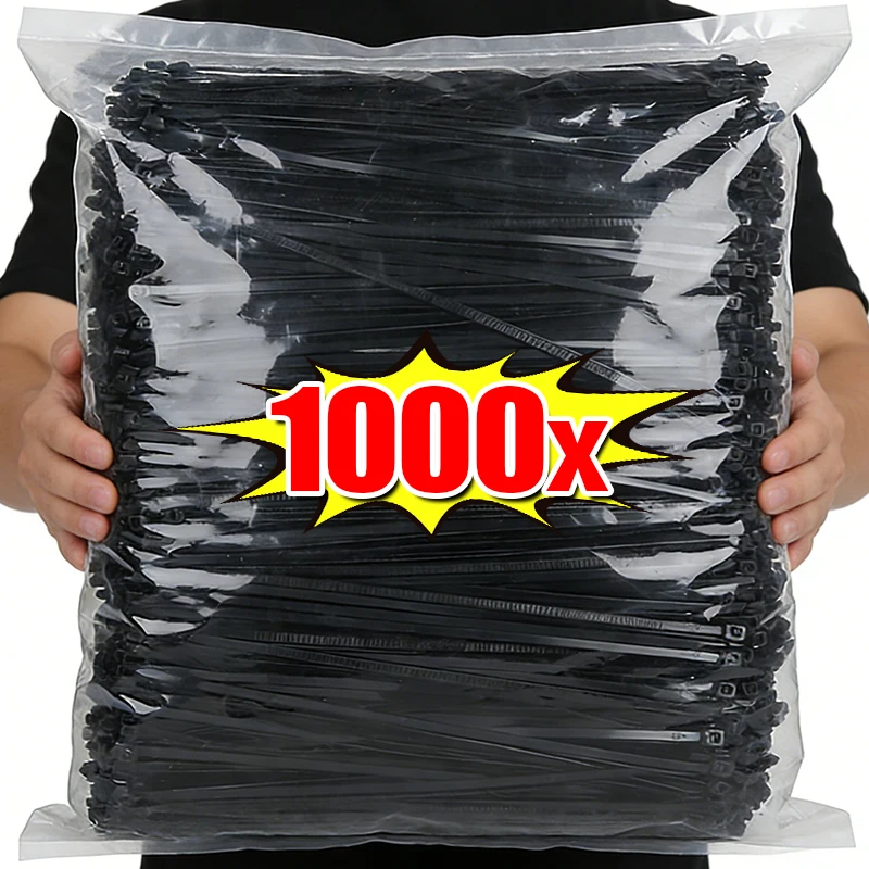 Nylon Cable Ties Reusable Adjustable Self-locking Zip Tie Fastening Rings Cable Wires Fixing Ties for Home Offices Industrial