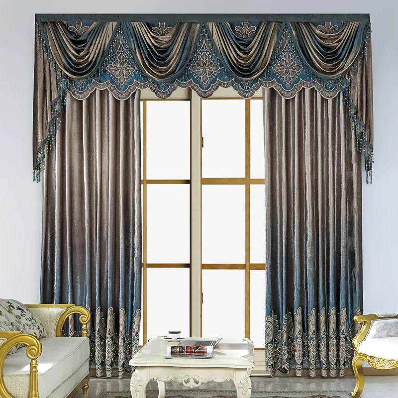 1PC French Luxury Retro Blackout Curtain Molière's Theatrical Draping for Modern Living Room 1 panel only, valance excluded