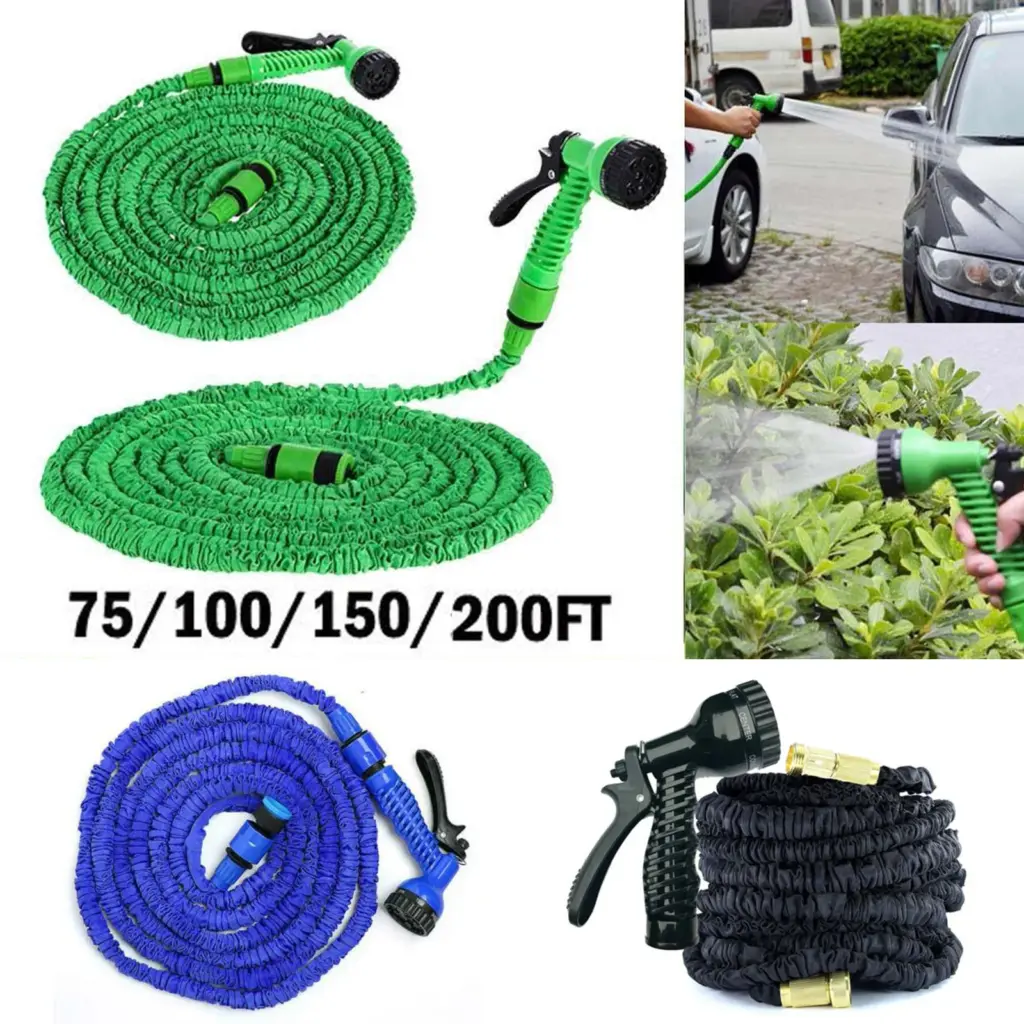 Garden Hose Pipe 75FT/100FT/150FT/200FT Expandable Garden Hosepipe Strongest Double Latex Inner Tube with 7 Function Spray Gun