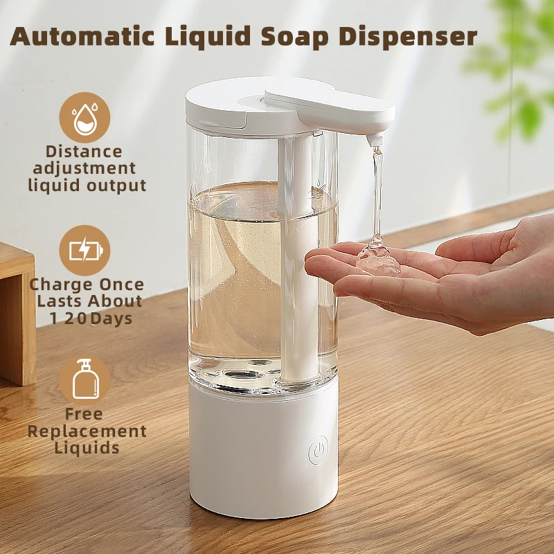 Kitchen 500ml Automatic Liquid Soap Dispenser USB Rechargeable Touchless Hand High Capacity Detergent Bathroom Dispenser