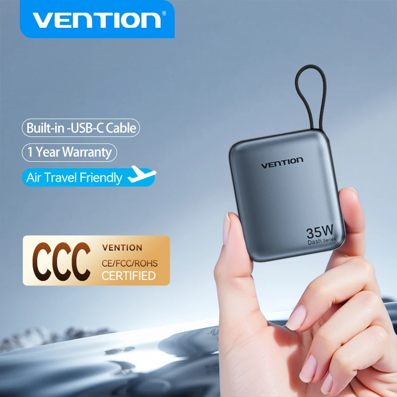 Vention CCC 10000mAh 35W Power Bank Fast Charge Portable Mini 3C PowerBank for iPhone 17 Xiaomi External Spare Battery Charger