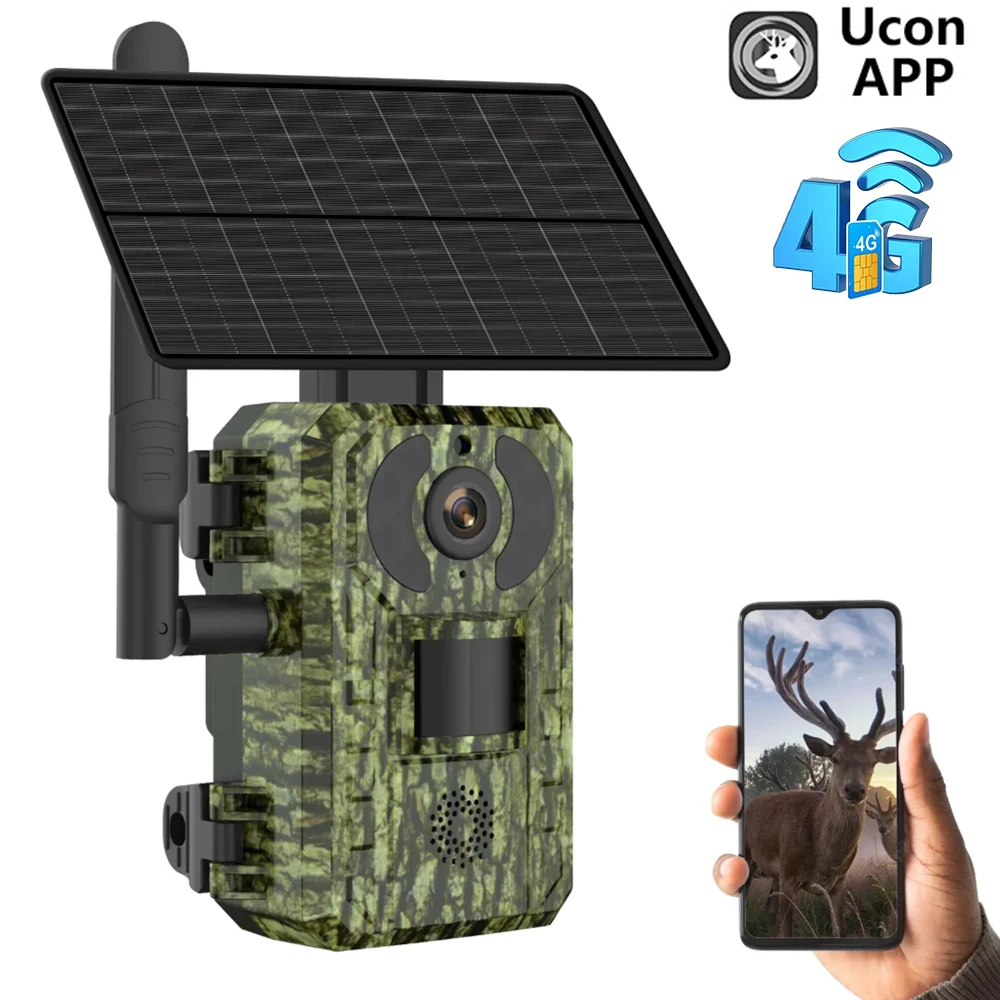 4G Sim Solar Trail Game 940nm Infrared PIR Detect Waterproof Wildlife Hunting Camera 2K HD for Home Security Wildlife Monitoring