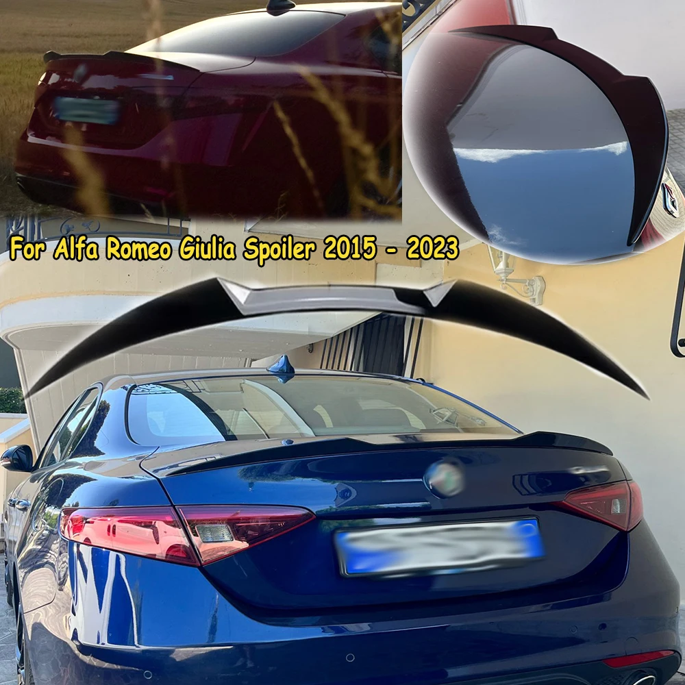 Upgrade For Alfa Romeo Giulia Spoiler 2015 - 2023 Car Tail Wings Fixed Wind Spoiler Rear Wing Auto Gloss Carbon Look Accessories