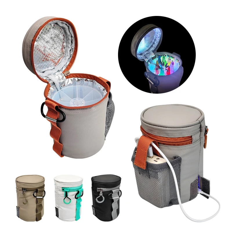 New Fishing Bag and Boxes with UV Glow Light Fill Light Box Squid Bait Egi Organizer Boxes Metal Jig Storage Case Hard Lure Tool