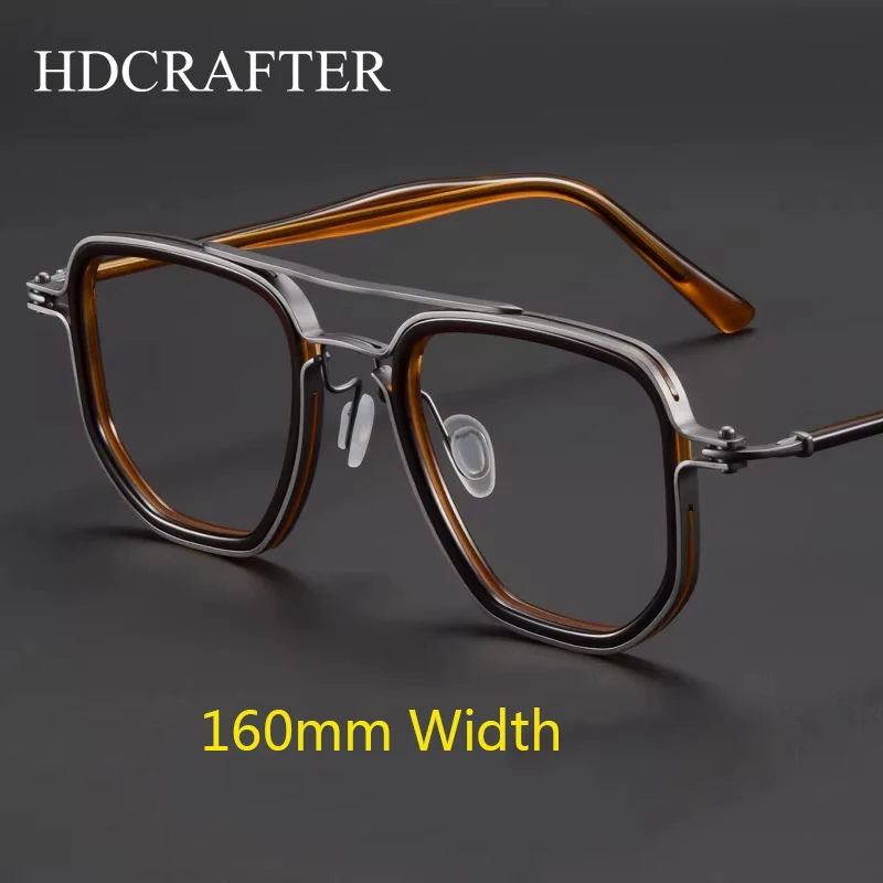 HD 160mm Large Face Glasses Frame Retro Polygonal Men's Titanium Wide Frame Optical Prescription Eyeglasses Frames For Men 5867