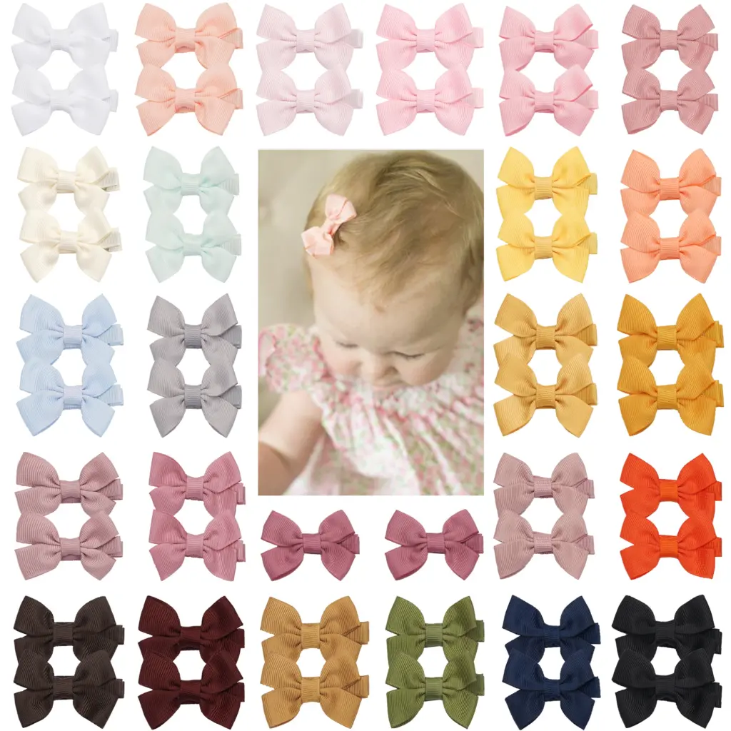 10/20/25/50pcs Baby Girls Hair Bows in Pairs 2'' Ribbon Bows Alligator Hair Clips Barrettes for Infants Toddlers Girls Kids