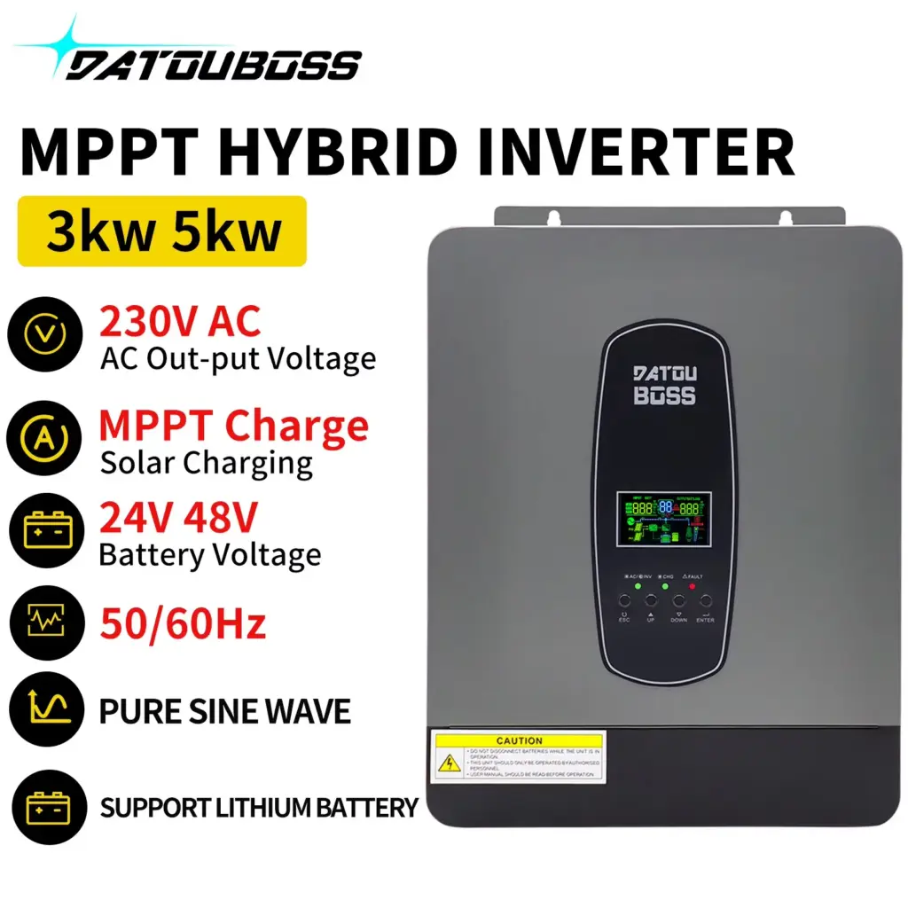DATOUBOSS 3KW 5KW Hybrid Solar Inverter 24V 48V Battery To 230VAC Pure Sine Wave Output MPPT Solar Controller гибридный инвертор