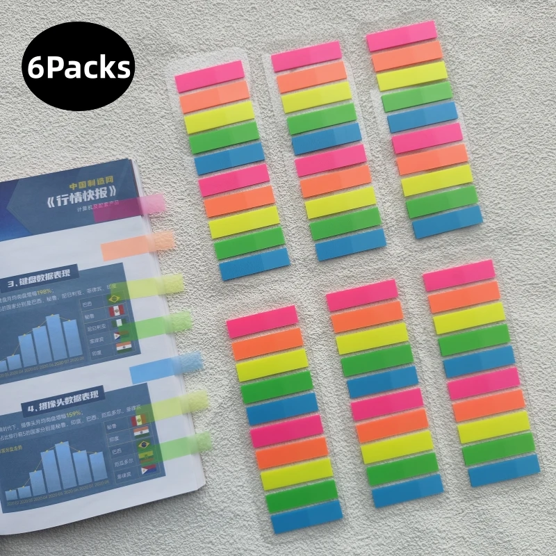 1200 Sheets Morandi style Index TabsTransparent Fluorescent PET Flags Memo Sticky Note Page Marker Planner Sticker School supply