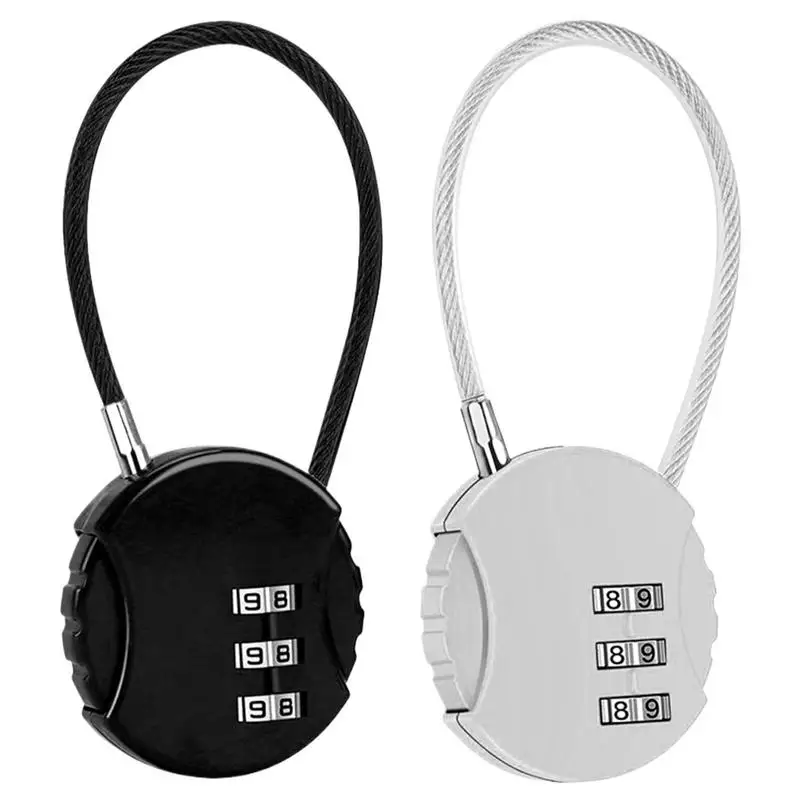 Gym Locker Lock Zinc alloy 3 Digit Password Lock Wire Rope Anti-theft Backpack Zipper Lock Padlock Luggage Combination Lock Trav