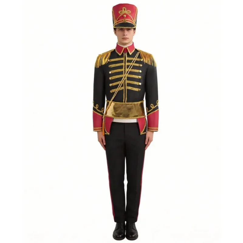 Nutcracker Costume Adult European Medieval Royal Military Uniform Retro Court Tailcoat Coat Jacket Halloween Cosplay Party Stage