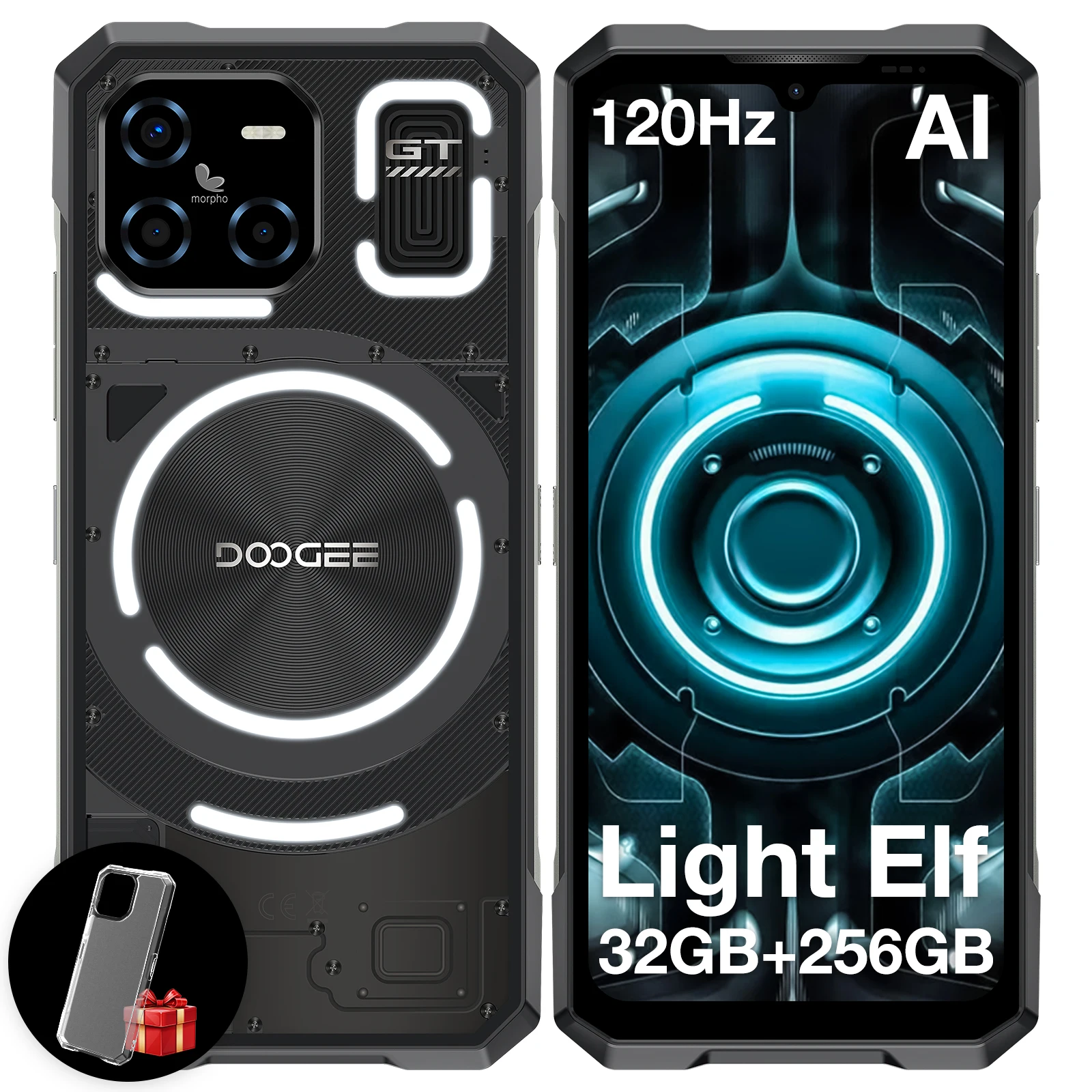 DOOGEE Blade GT 5G Rugged Phone 10.5mm Ultra-thin 6.72'' Dimensity 7050 LED Light Effect 32GB(12+20) 256GB 5500mAh Battery Phone
