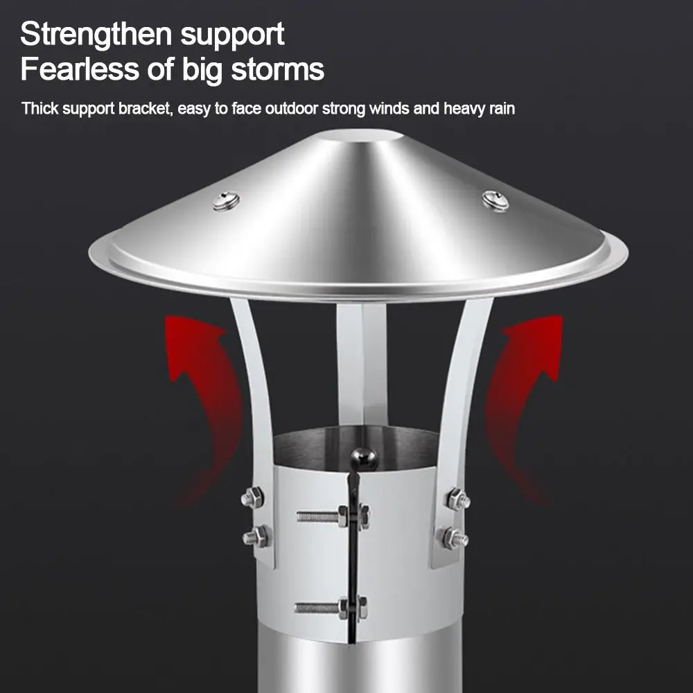 75-160mm Ventilated Rain Cap Stainless Steel Exterior Wall Air Outlet Stove Pipe Protector Cover Roof Duct Vent