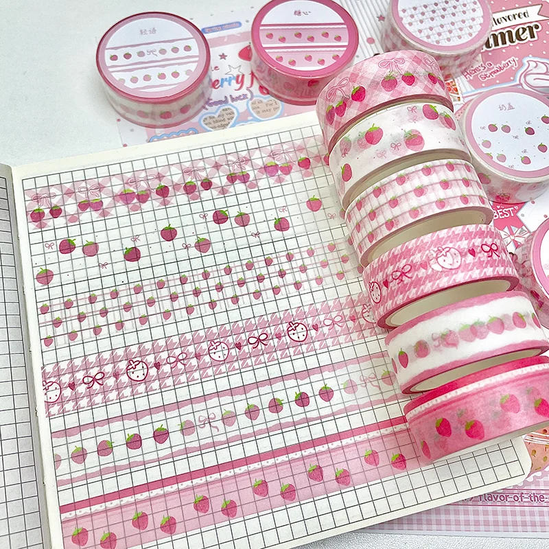 MINKYS 6pcs/lot Strawberry Apple Fruit Tape Cute Cartoon Creative Decorative Washi Tape School Stationery