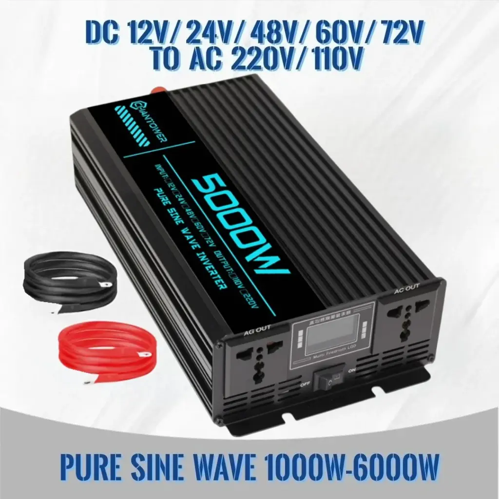 Pure Sine Wave Inverter DC 12v/24v/48v/60v/72v To AC 110v/220v 6000W 5000W 4000W 3000W 1600W Converter Car Solar Power Inverter