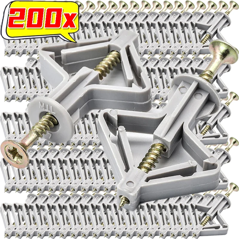 200/20x Plasterboard Dowels with Fixings Screws Self-Drilling Expansion Screw Tube Drywall Anchor Fastener Kits Hardware Tools