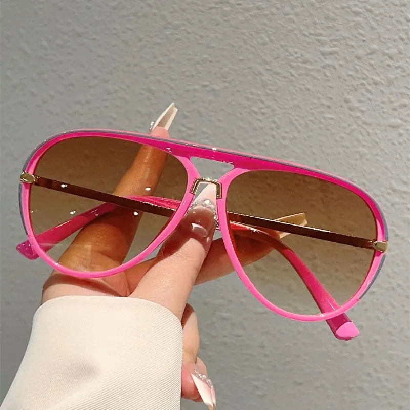 Big Frame Popular Pilot Sunglasses Women For Men Vintage Sun Glasses Punk Luxury Brand Designer y2k Metal Outdoor Eye Glasses