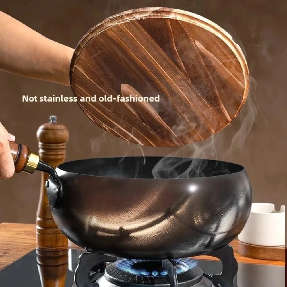 Durable No Coating Nonstick Wok Flat Bottom Non-stick Stir Fry Pan Cookware Universal Pan Kitchen