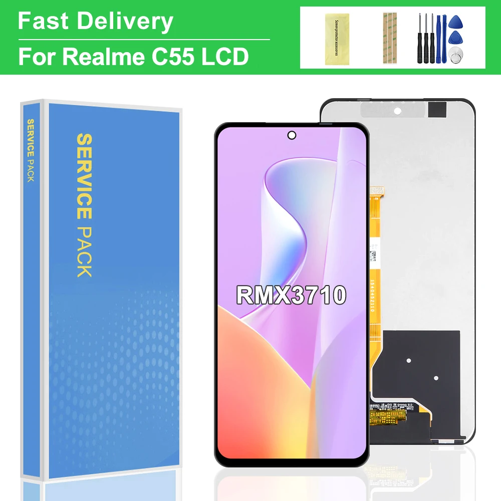 6.72" LCD Display for OPPO Realme C55 RMX3710 with Touch Screen Digitizer Assembly Frame - Mobile Phone LCD Screen Replacement