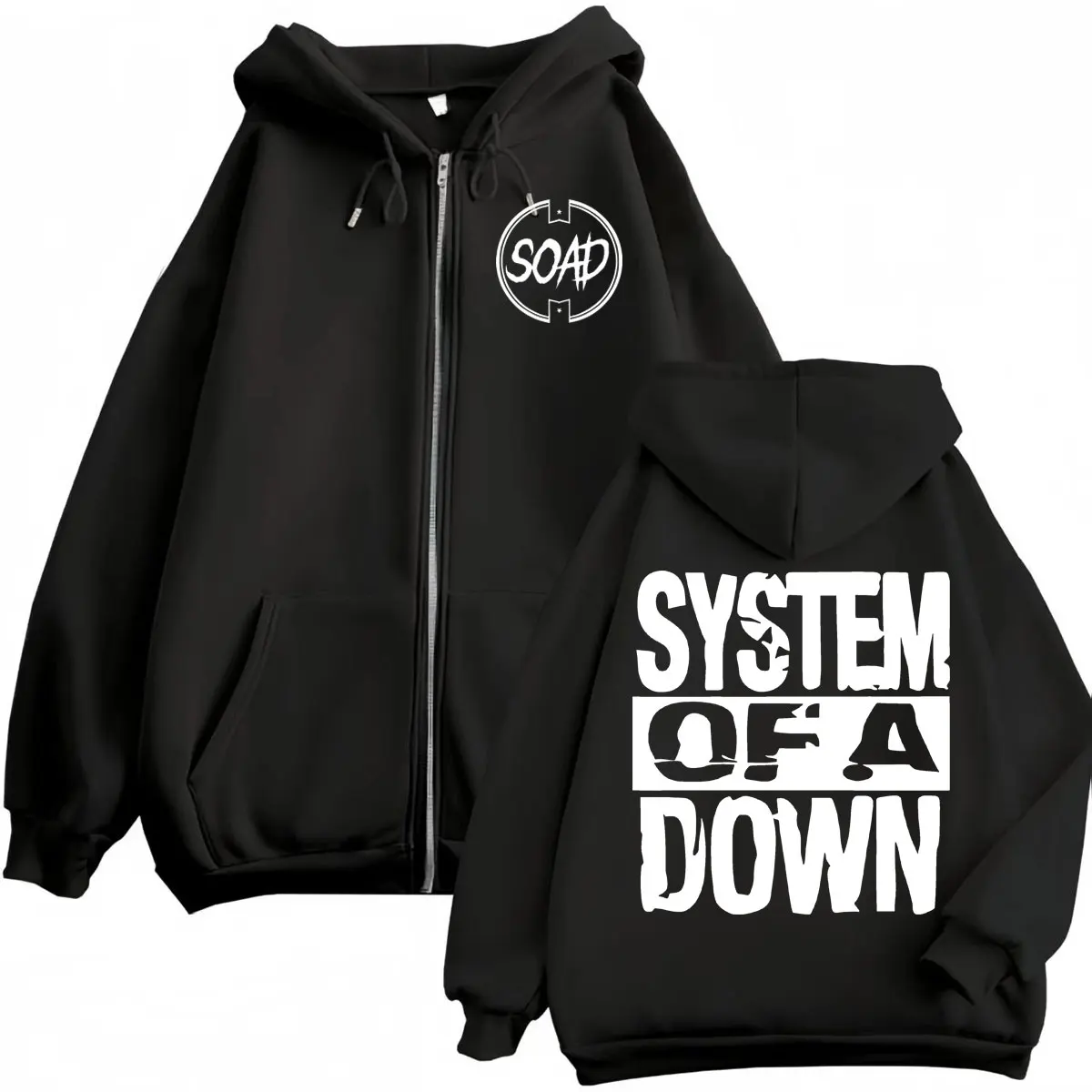 Rock Band System of A Down Print Zipper Hoodie High Quality Fashion Oversized Zip Up Pullovers Men Women Casual Loose Sweatshirt