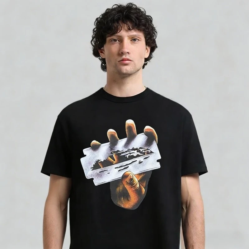 2026 Hot American Street Hip Hop Retro Short Sleeve T-Shirt Printed Women's Loose Cotton Crew Neck Couple Summer T-Shirt