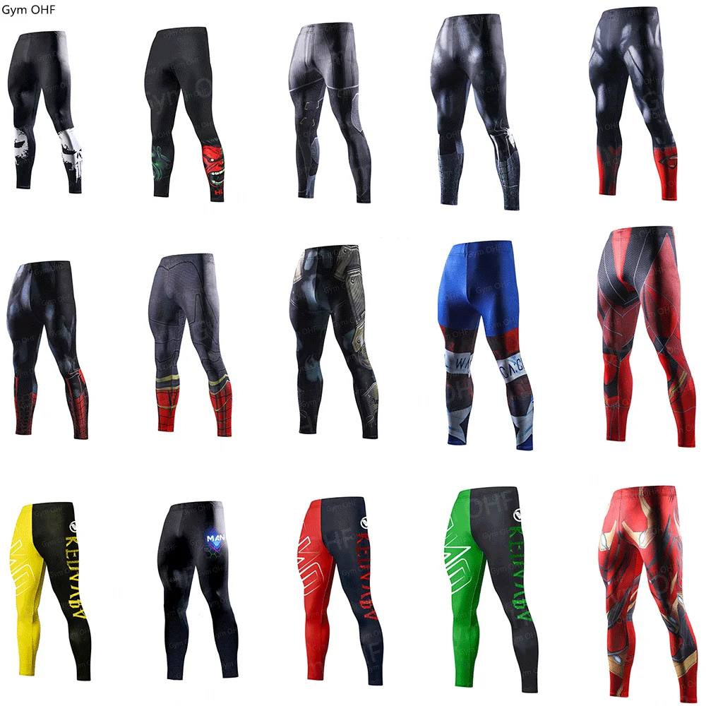 Superhero 3D Men Compression Leggings Running Sports Gym Fitness Jogging Pants Quick Dry Trousers Workout Training Yoga Bottoms