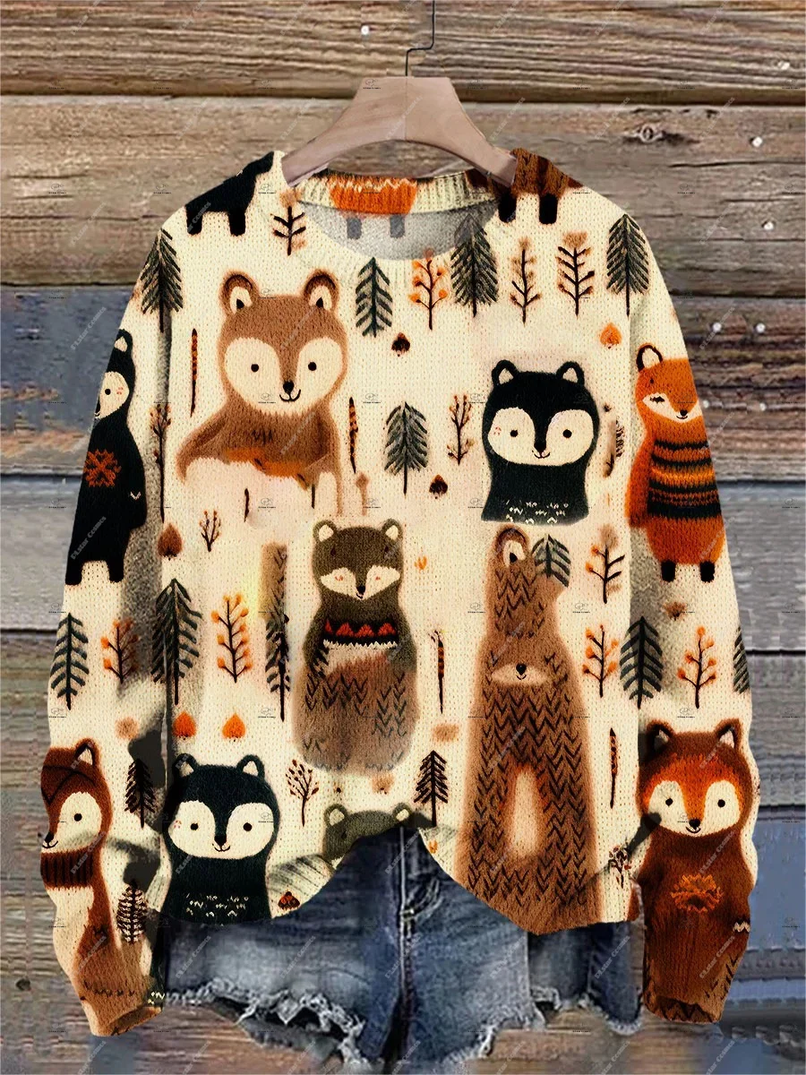 Christmas Cartoon Mushroom Pet Skull Sweater Graffiti Retro Vintage 3DPrint Pullover Harajuku Casual Unisex Winter Streetwear A9