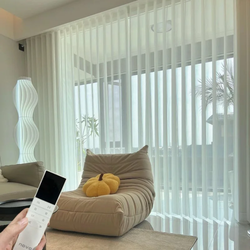 Custom Modern Privacy Filtering Fabric Remote Phone App Alexa Google To Control Electric Vertical Dream Blinds For Patio Door
