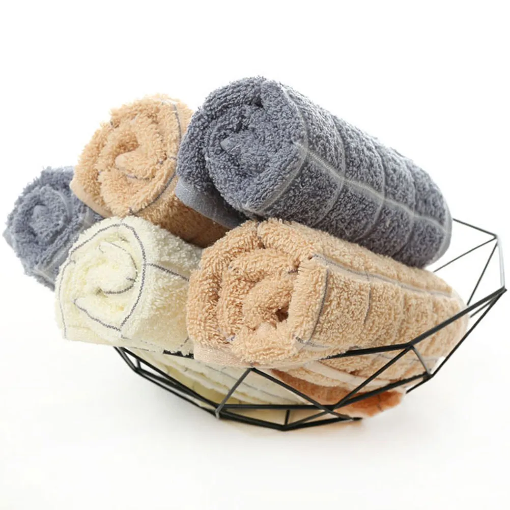 3Pcs Pure Cotton Absorbent Plaid Hand Towels Skin-Friendly Face Washcloths 75x35cm Beige Khaki Grey for Bathroom Kitchen Barber