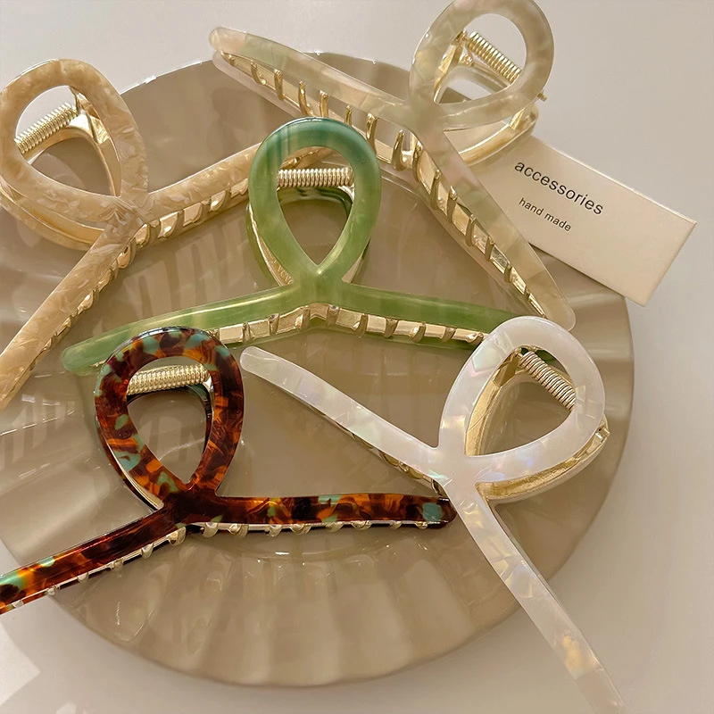 1/3/5pcs Metal grab clip, women's hair clip, large shark clip, large hair volume, fashionable temperament, hair clip headband