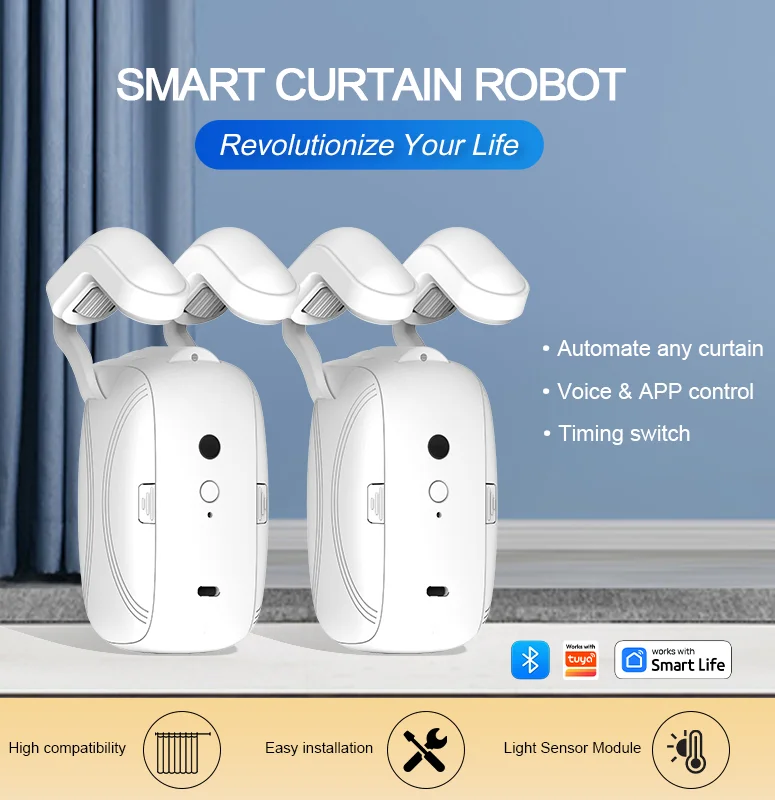 Bluetooth Short-Distance Control Smart Curtain Machine Single/Double Combination for Living Room Bedroom Hotel
