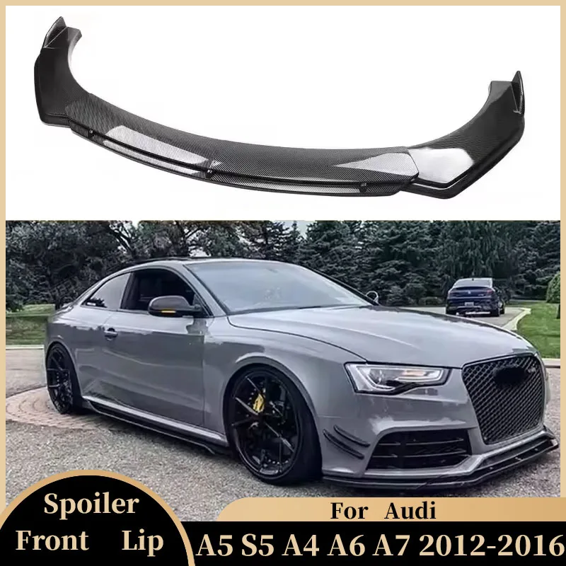 For Audi A5 S5 A4 A6 A7 2012-2016 Car Front Bumper Lip Spoiler Splitter Carbon Fiber Body Kits Tuning Diffuser Cars Accessories