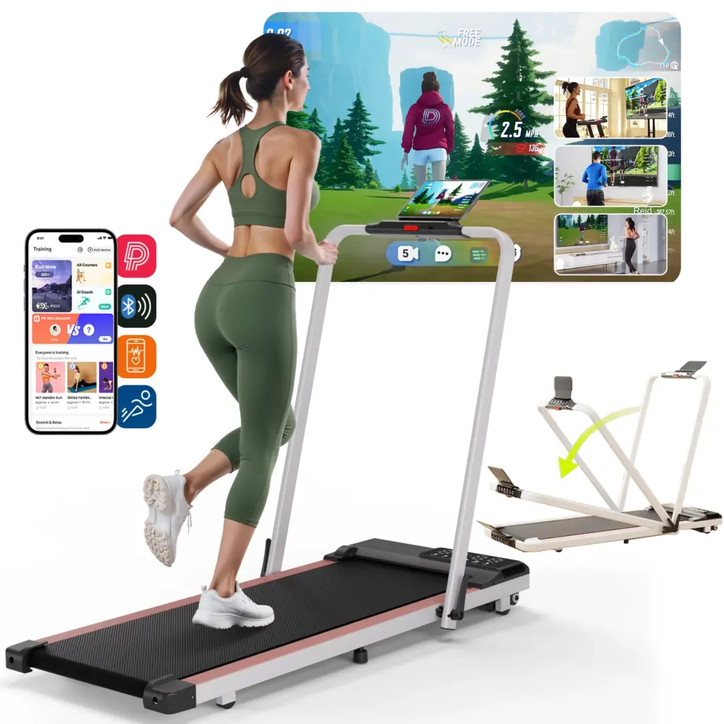 3in1 Treadmill Exercise Machine LED Touch Screen with Remote Control Foldable Walkingpad Portable Under Desktreadmills for Home