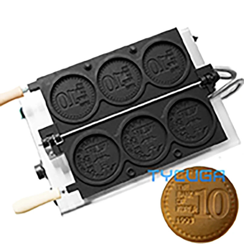 Commercial Gold Coin Waffle Maker Electric 3/4 PCS Cheese Coin Toast Maker For Commercial Internet Celebrity Korea Baked Snacks