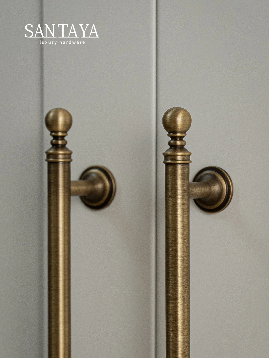 Santaya Brushed Antique Brass Handles for Kitchen Cabinets Wardrobes Drawers and Furniture Cabinets Long Handle T-bar Pulls