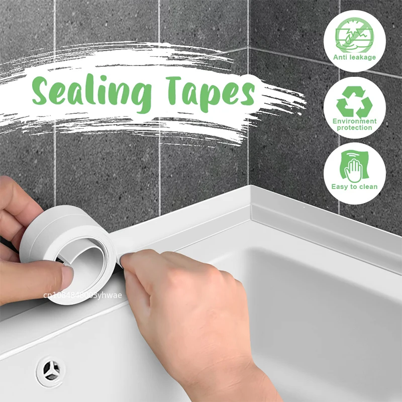 Bathroom Shower Sink Bath Sealing Tapes PVC Adhesive Sealing Strips Waterproof Wall Stickers for Bathroom Kitchen Sealant Tape