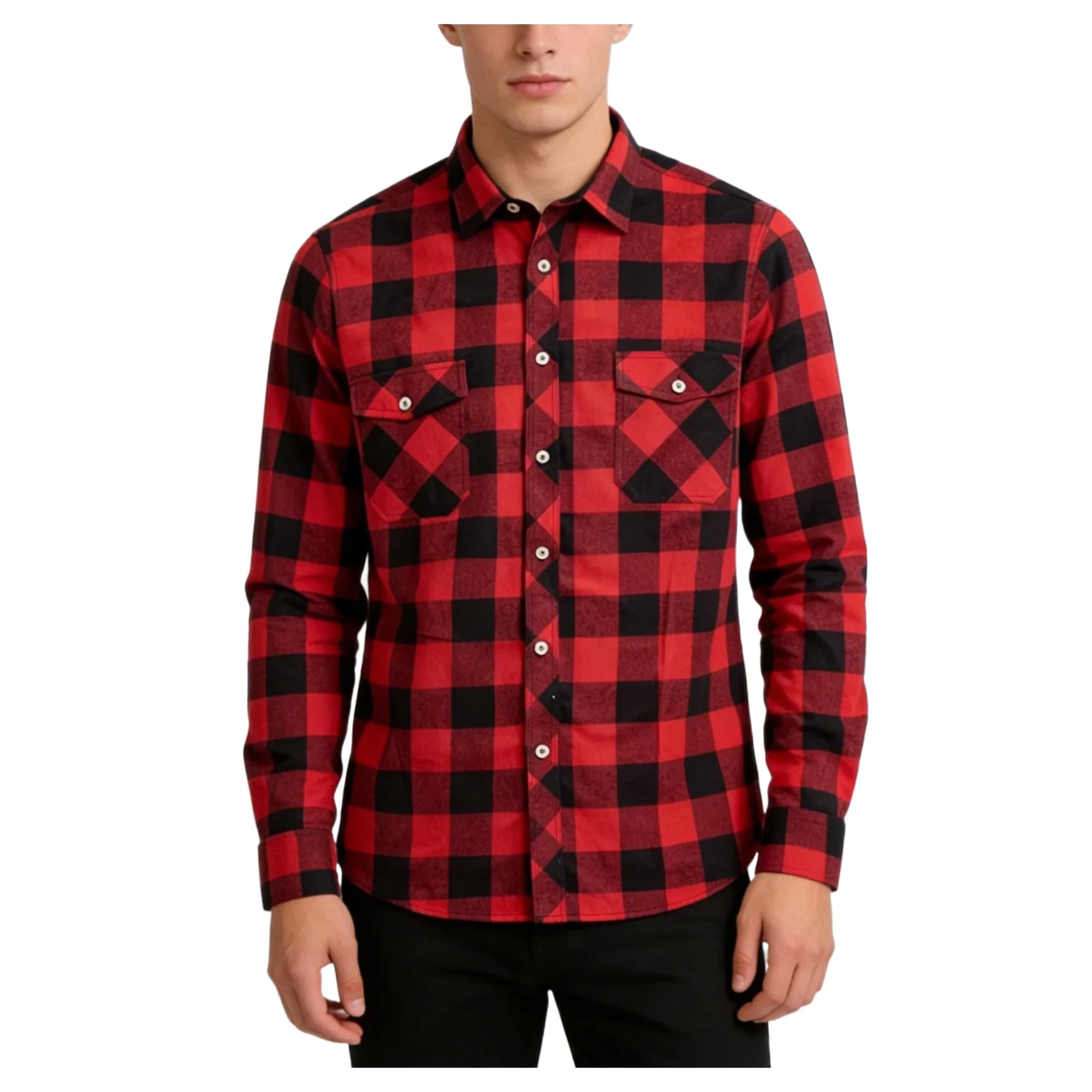 Men's Fashion Casual Flannel Plaid Shirt Long Sleeve Lapel Soft Comfortable Daily Wear Shirt Men's Classic Plaid Shirt
