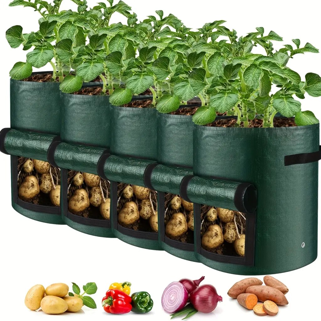 6-piece combo pack -1 planting bag with 5 labels, outdoor gardening potato planting bag, super practical planting tool with hand
