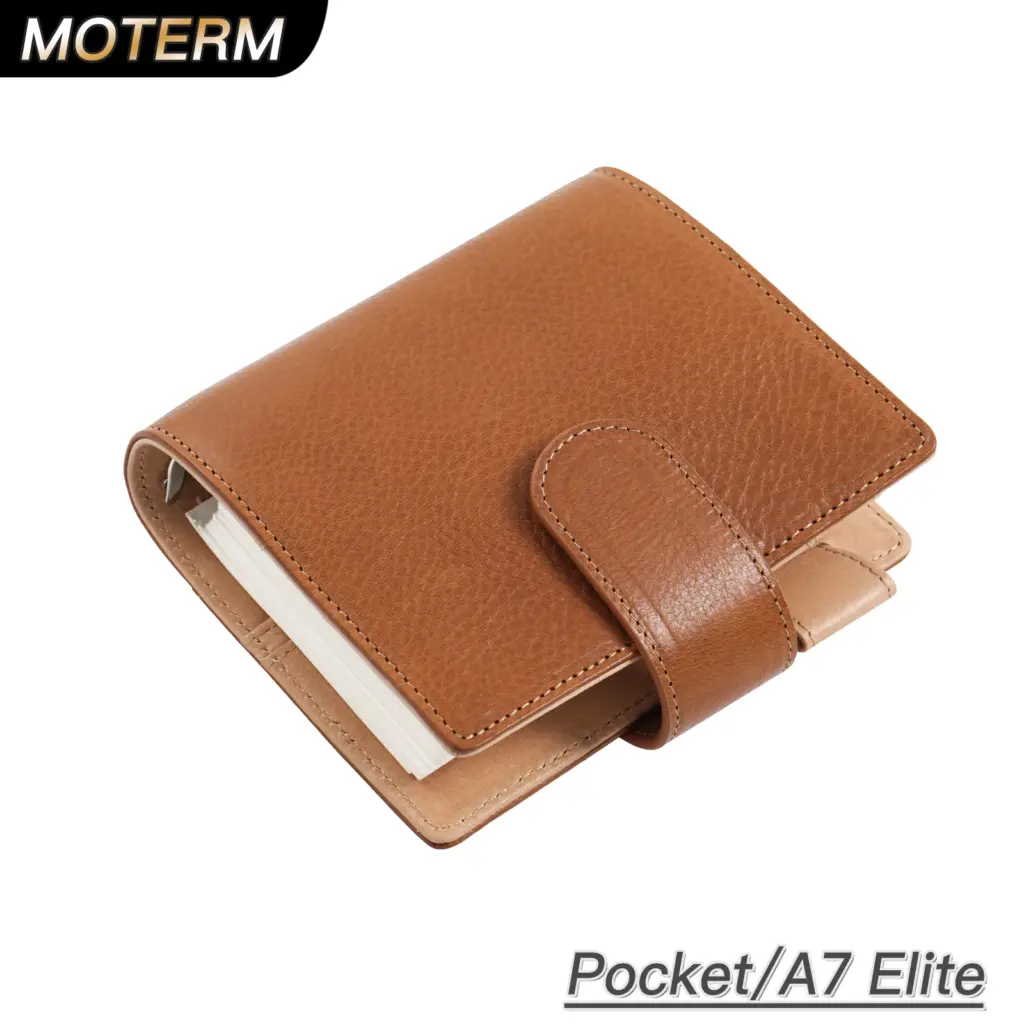 Moterm Elite Collection Pocket/A7 Size Rings Planner with 25mm Rings Vegetable Tanned Leather Notebooks Organizer Diary Journal